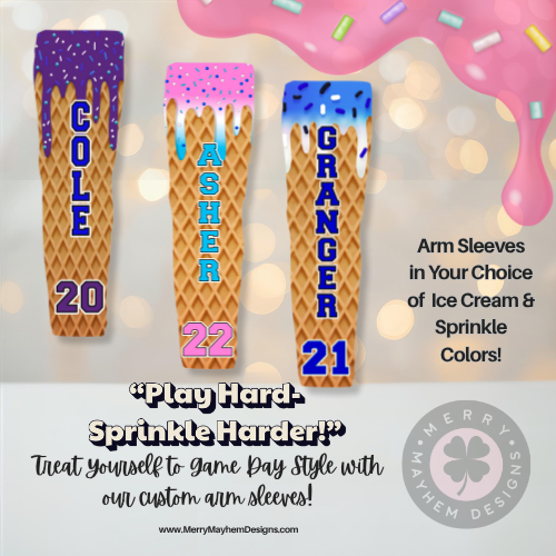 Ice cream drip custom arm sleeve from Merry Mayhem Designs