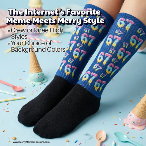 “Best-Selling ‘6 7’ Ice Cream Drip Socks – Viral Trend Meets Cozy Comfort”