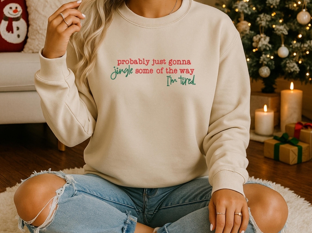Jingle all the way Embroidered Christmas Sweatshirt