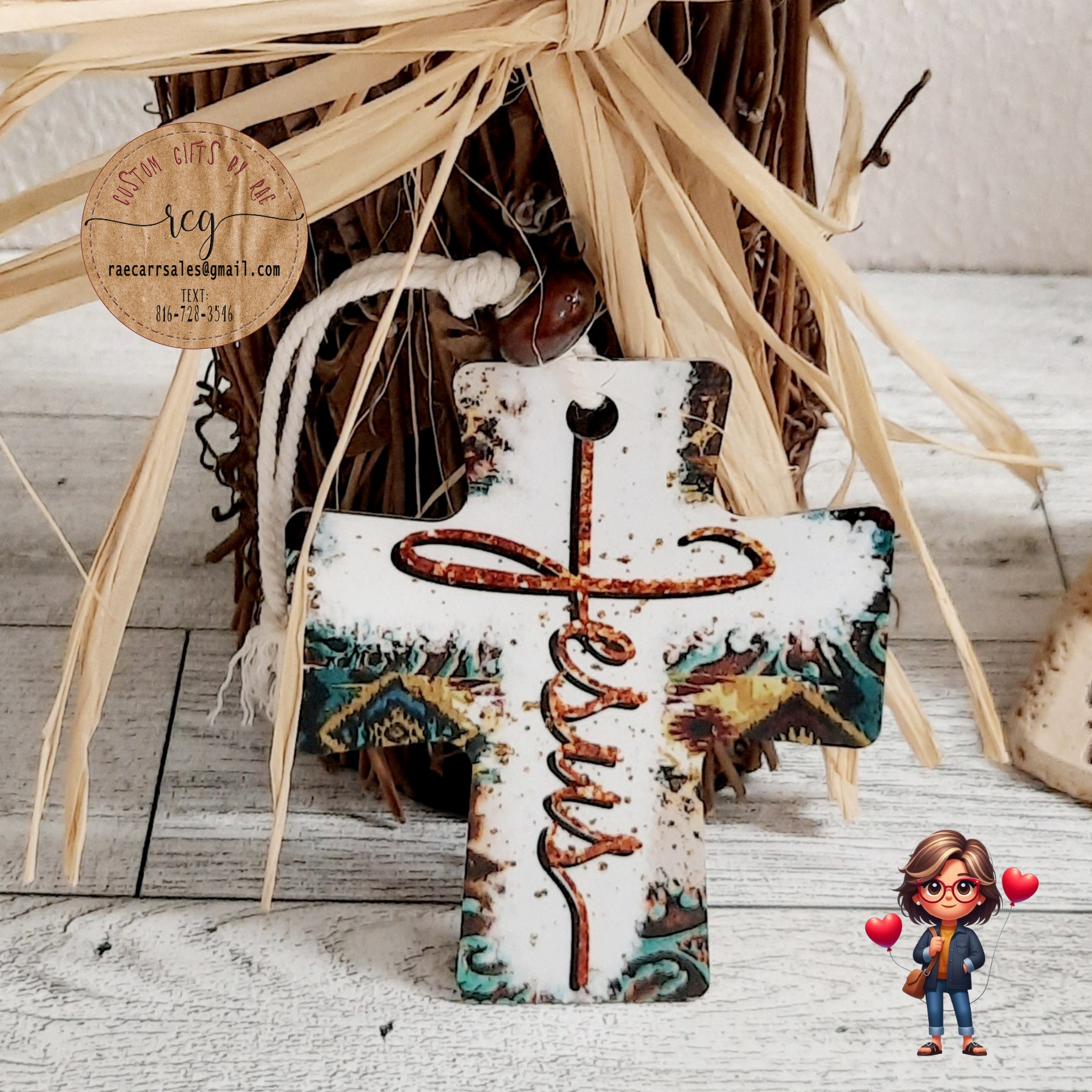 Custom Printed - Cross Charm Ornament