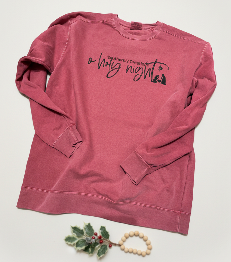 O Holy Night Sweatshirt - Comfort Colors Crimson