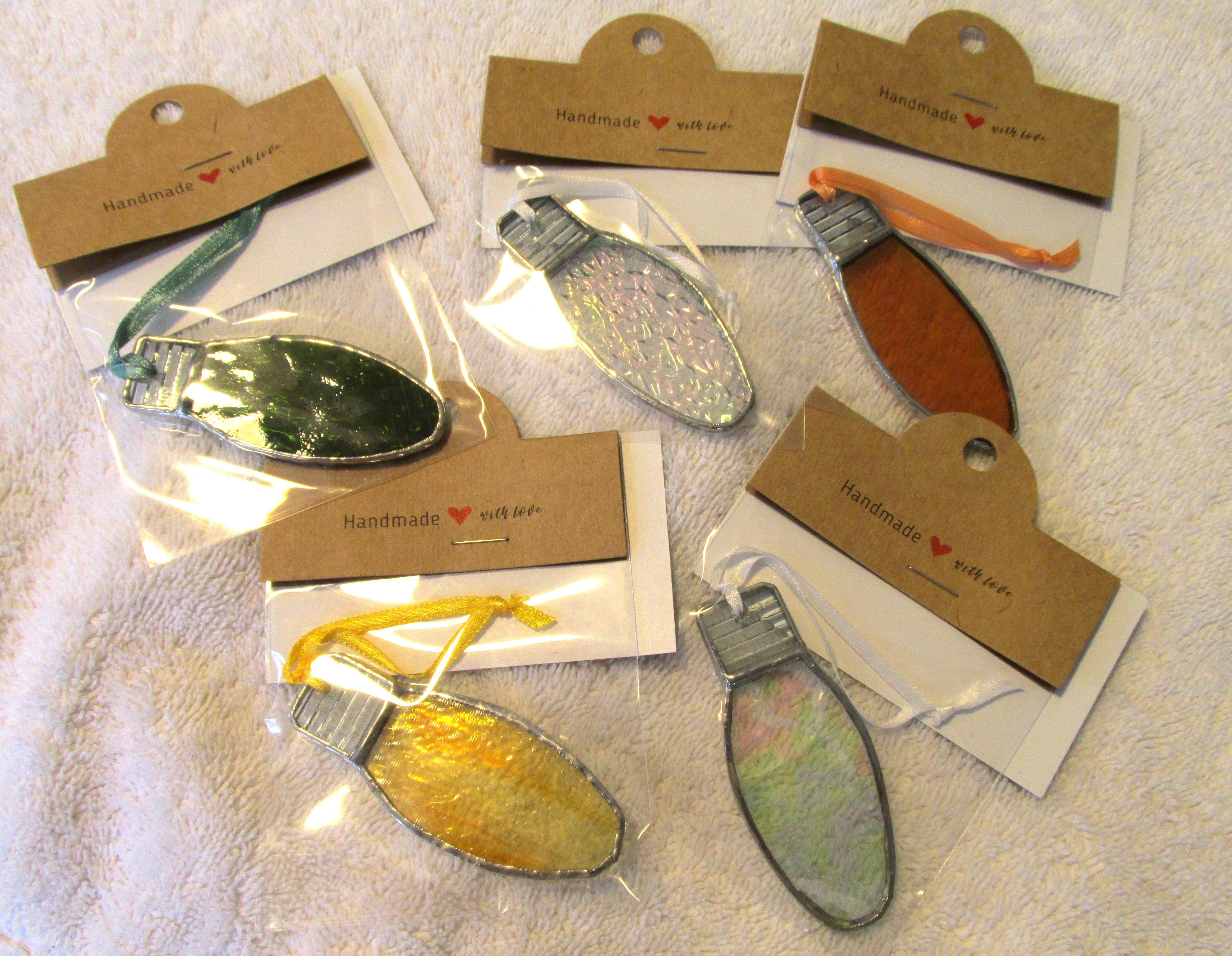 Vintage Style Stained Glass Christmas Tree Bulbs