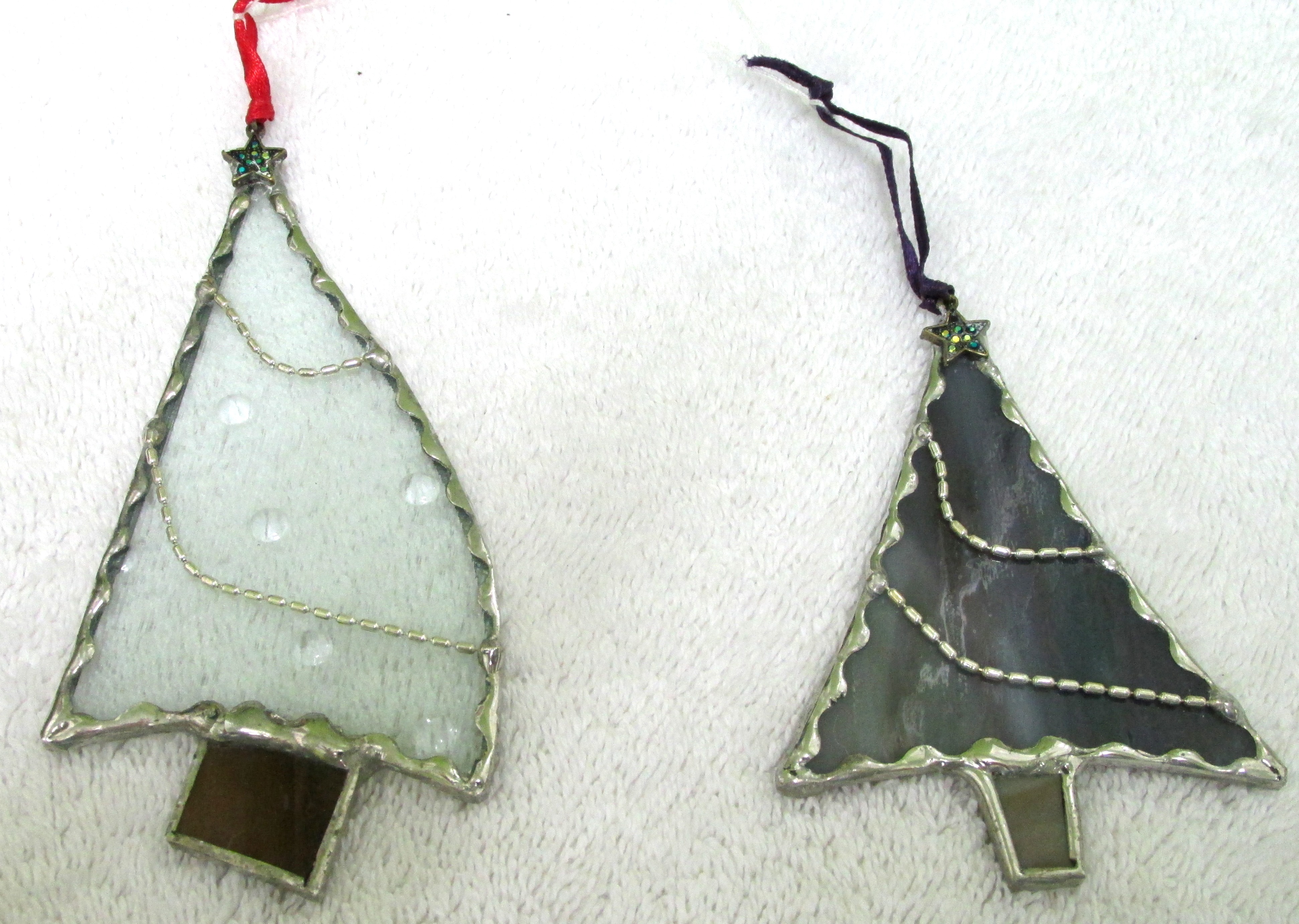 Abstract Christmas Tree Stained Glass Ornament