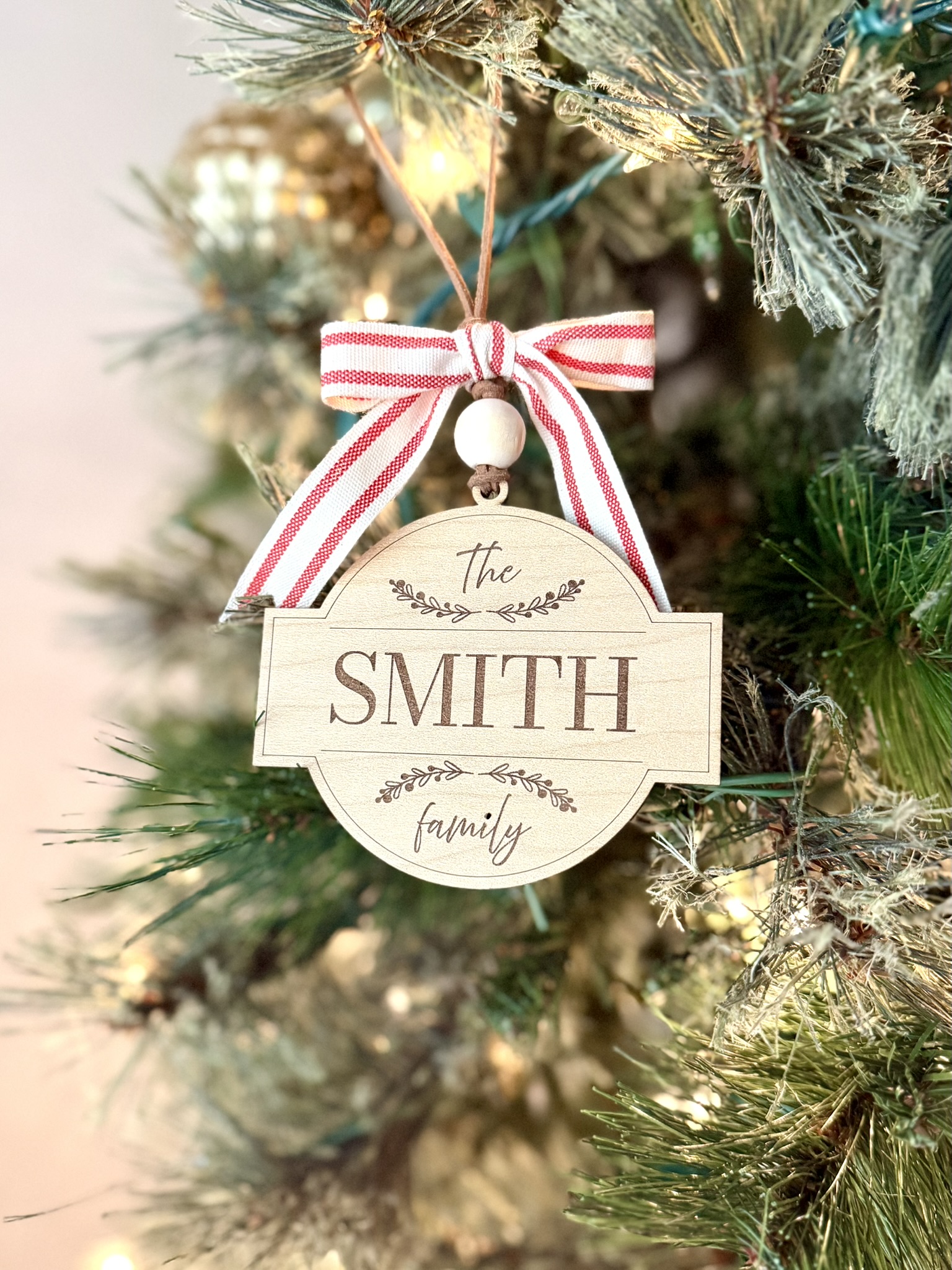 Personalized Family Christmas Ornament | Custom Last Name Ornament | Wooden Holiday Keepsake