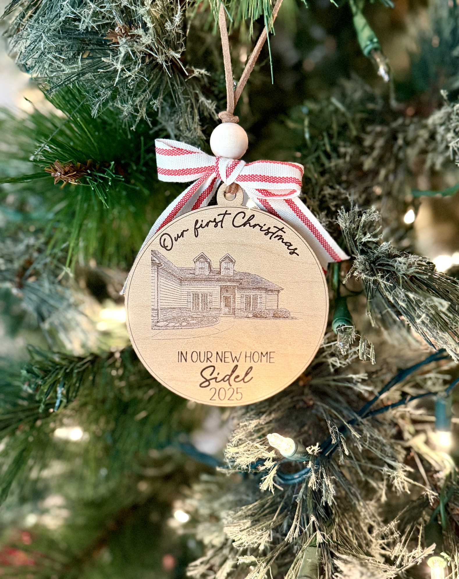 Custom House Portrait Ornament | First Christmas in New Home | Personalized Laser Engraved Ornament