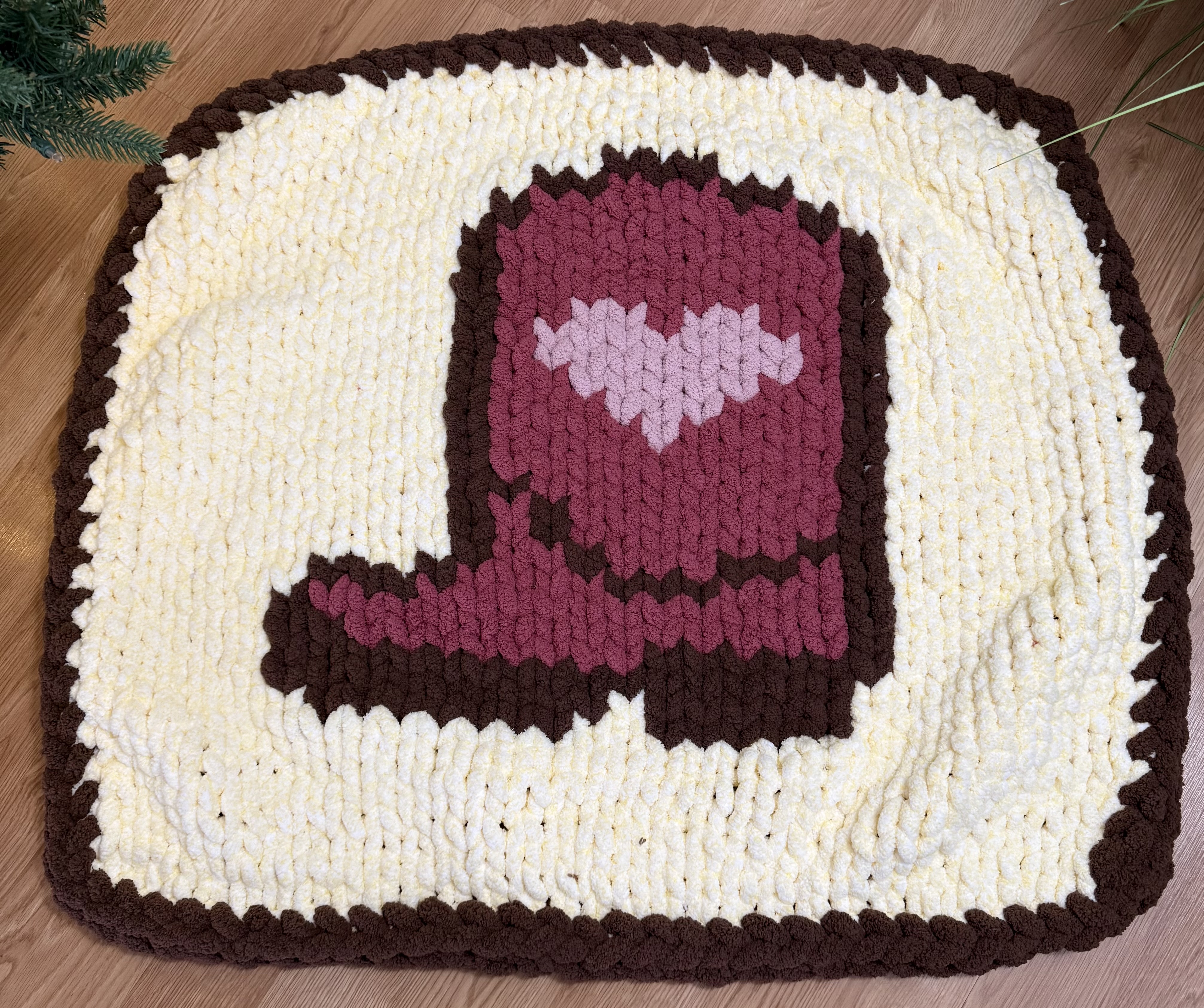Cowgirl boot chunky knit baby blanket