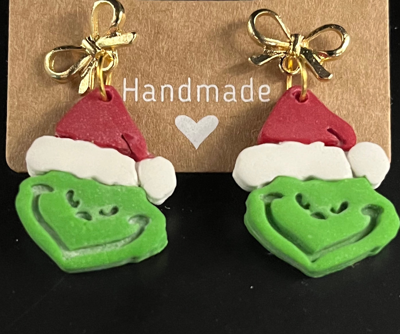 Santa Grinch Heart Earrings – Clay Christmas Earrings