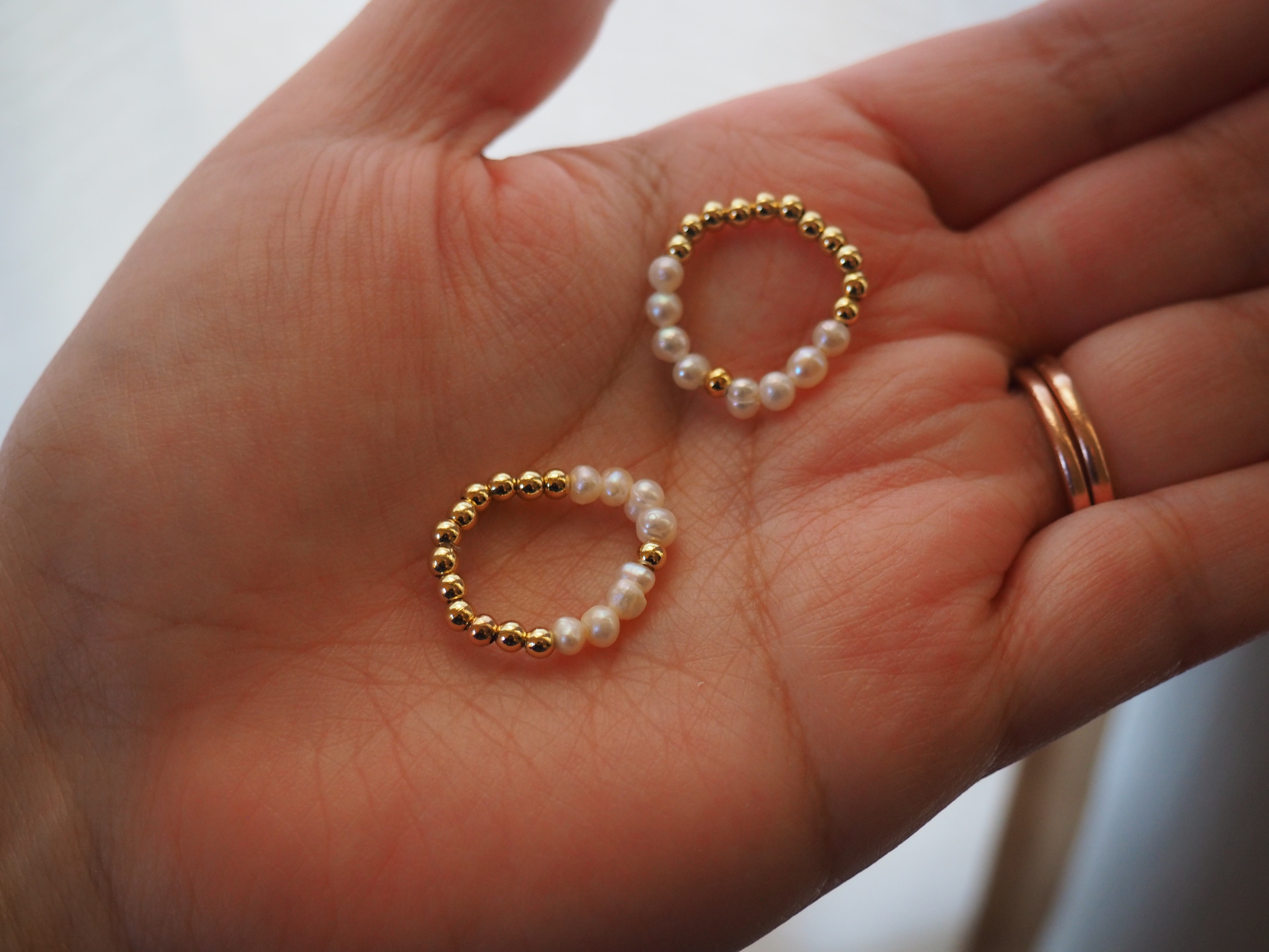 Dewdrop Stretch Ring | Freshwater Pearl and 18k Gold