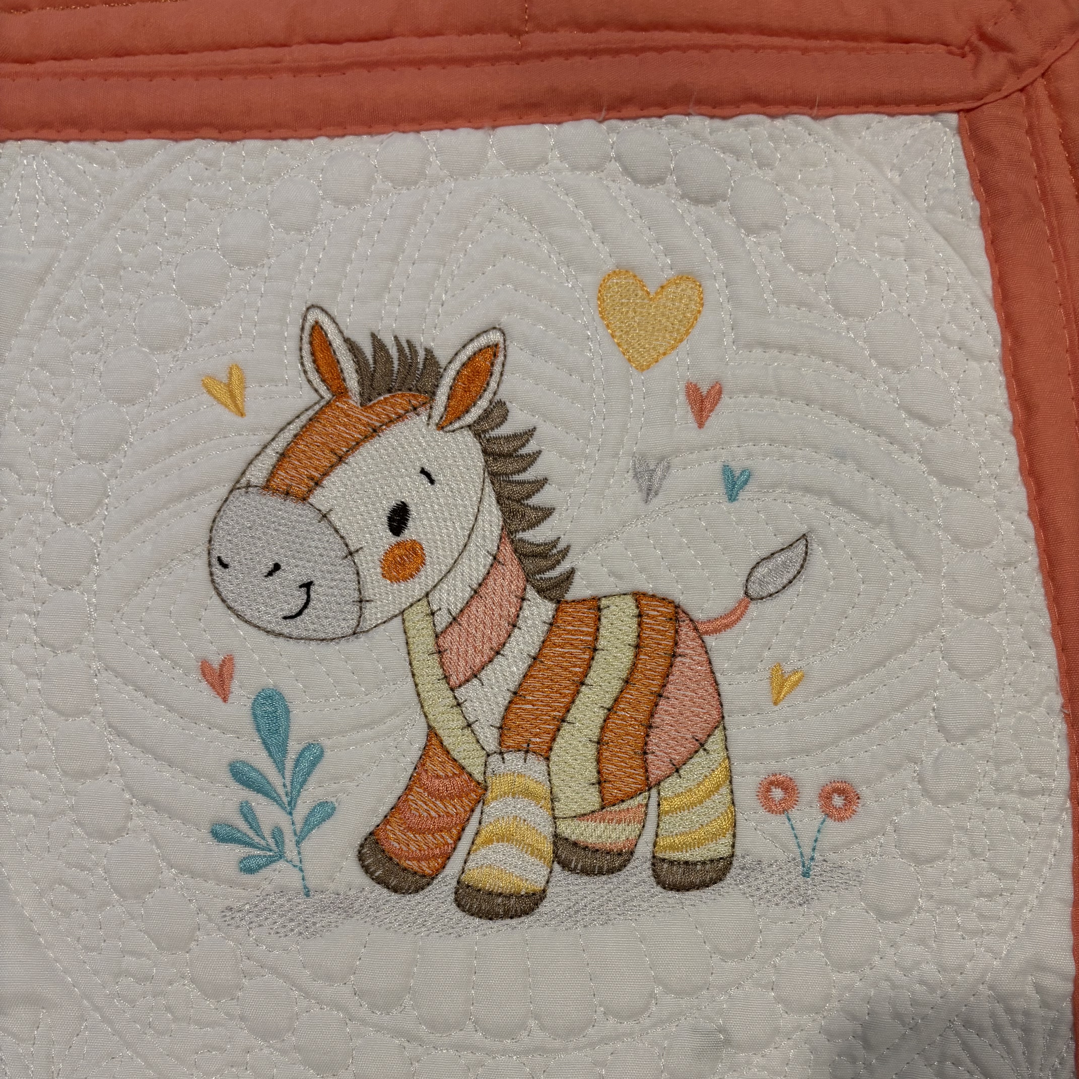 Patchwork Zebra Heirloom Baby Quilt