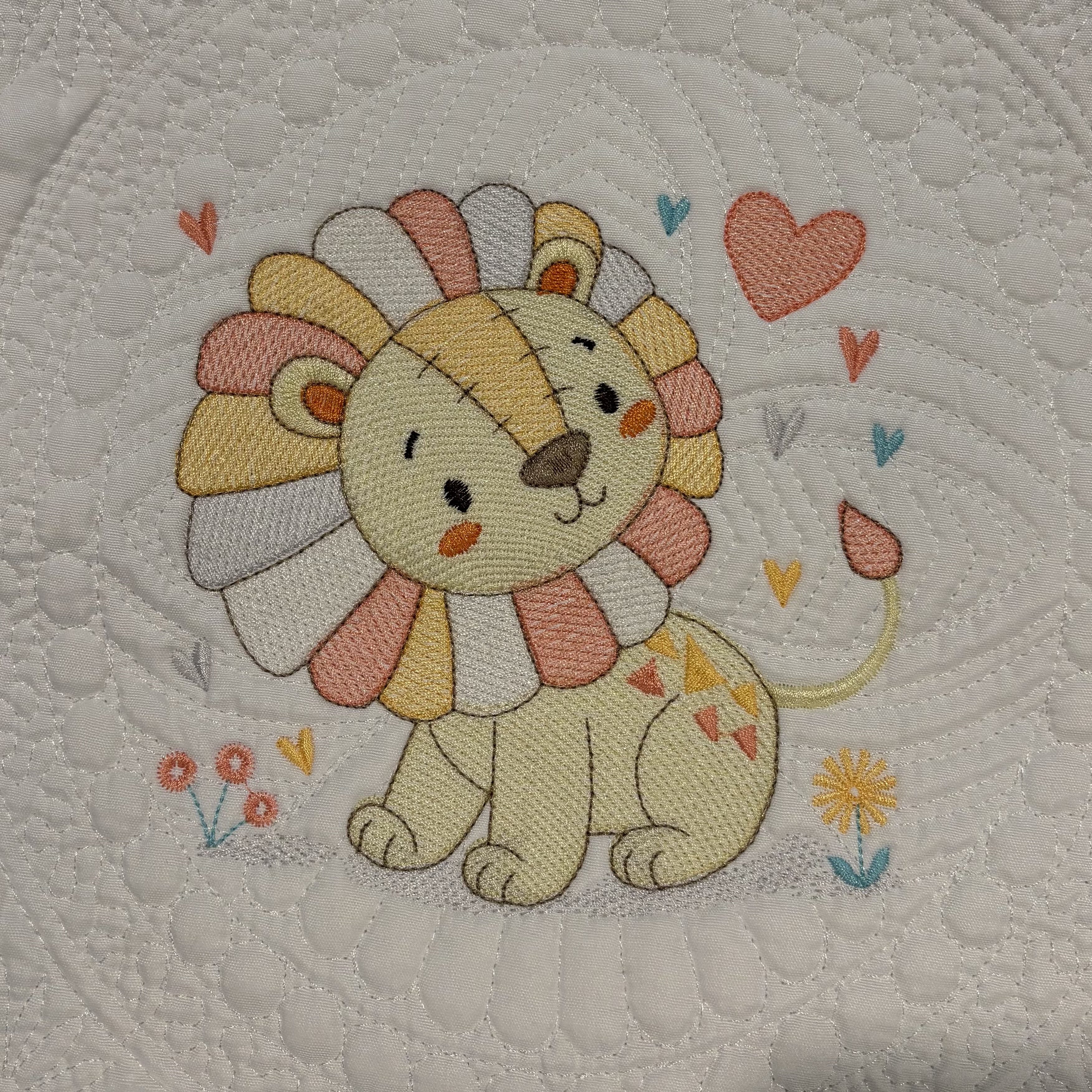 Patchwork Lion Heirloom Baby Quilt