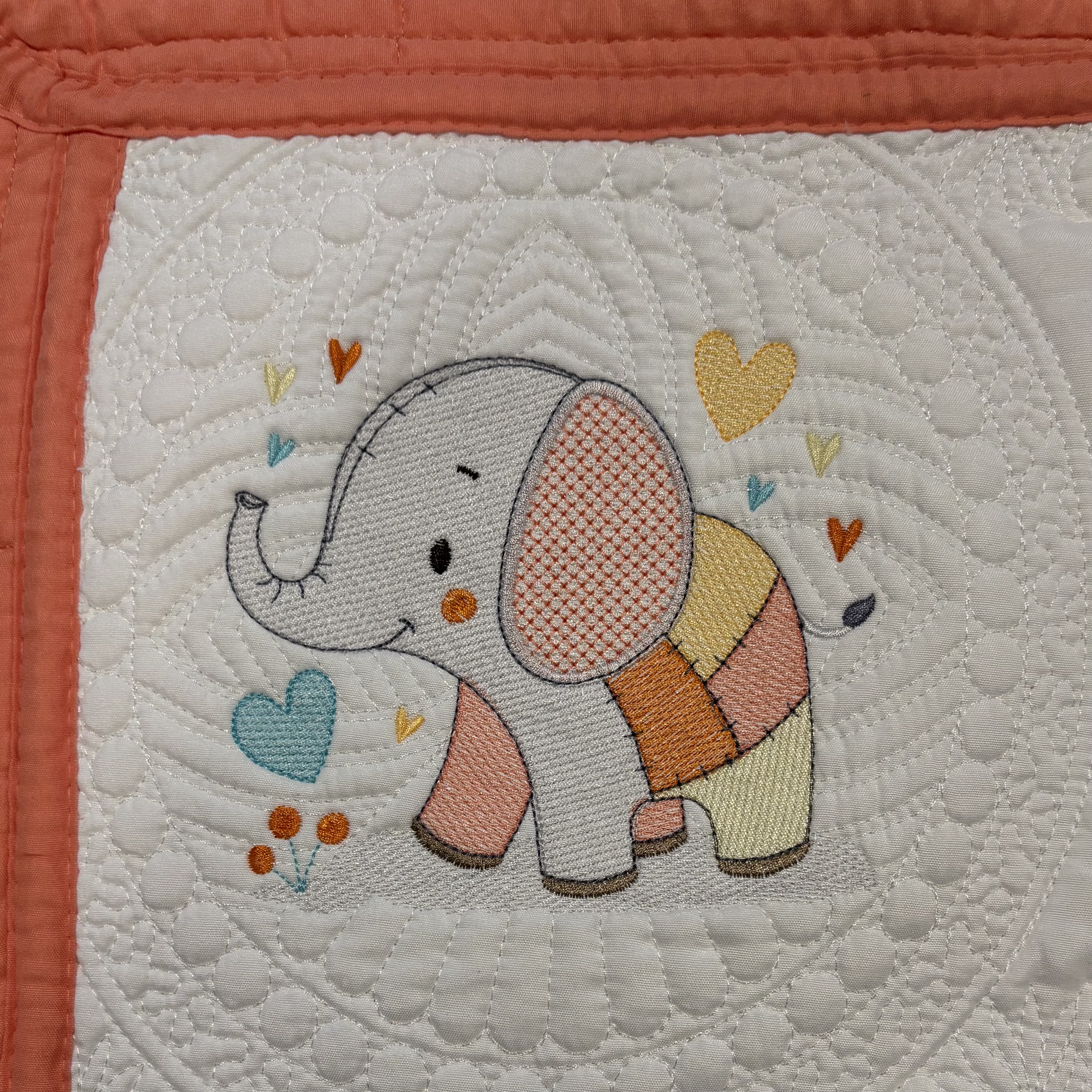 Patchwork Elephant Heirloom Baby Quilt