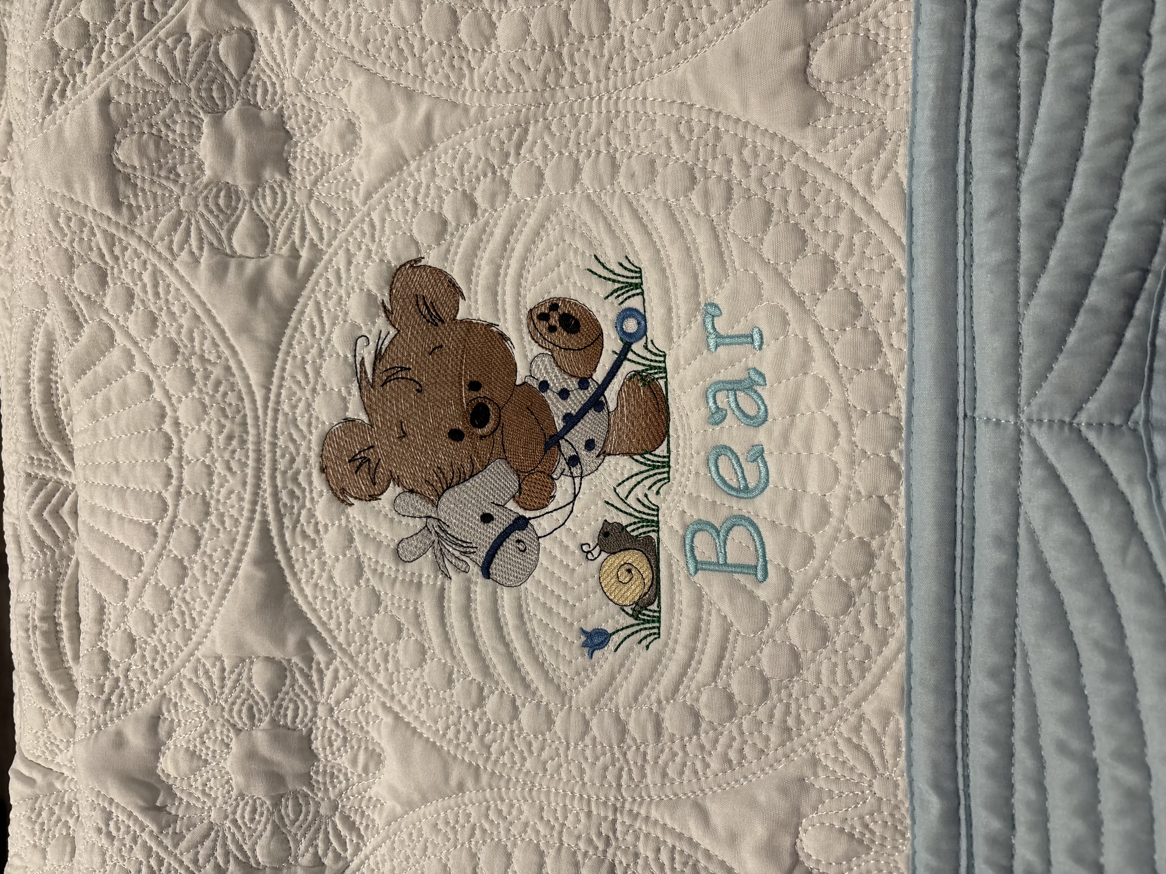 Bear with Horse Heirloom Baby Quilt