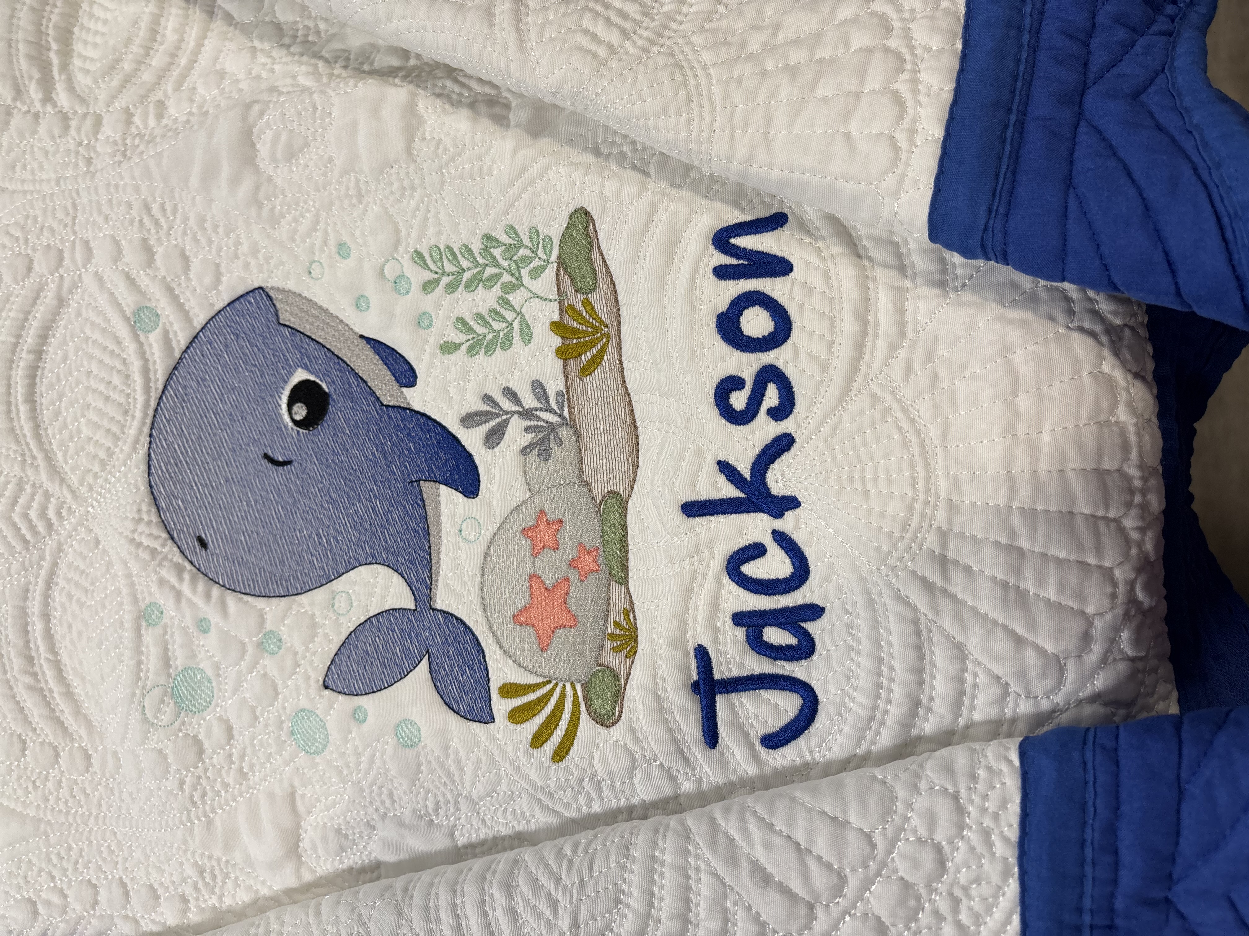 Whale Heirloom Baby Quilt