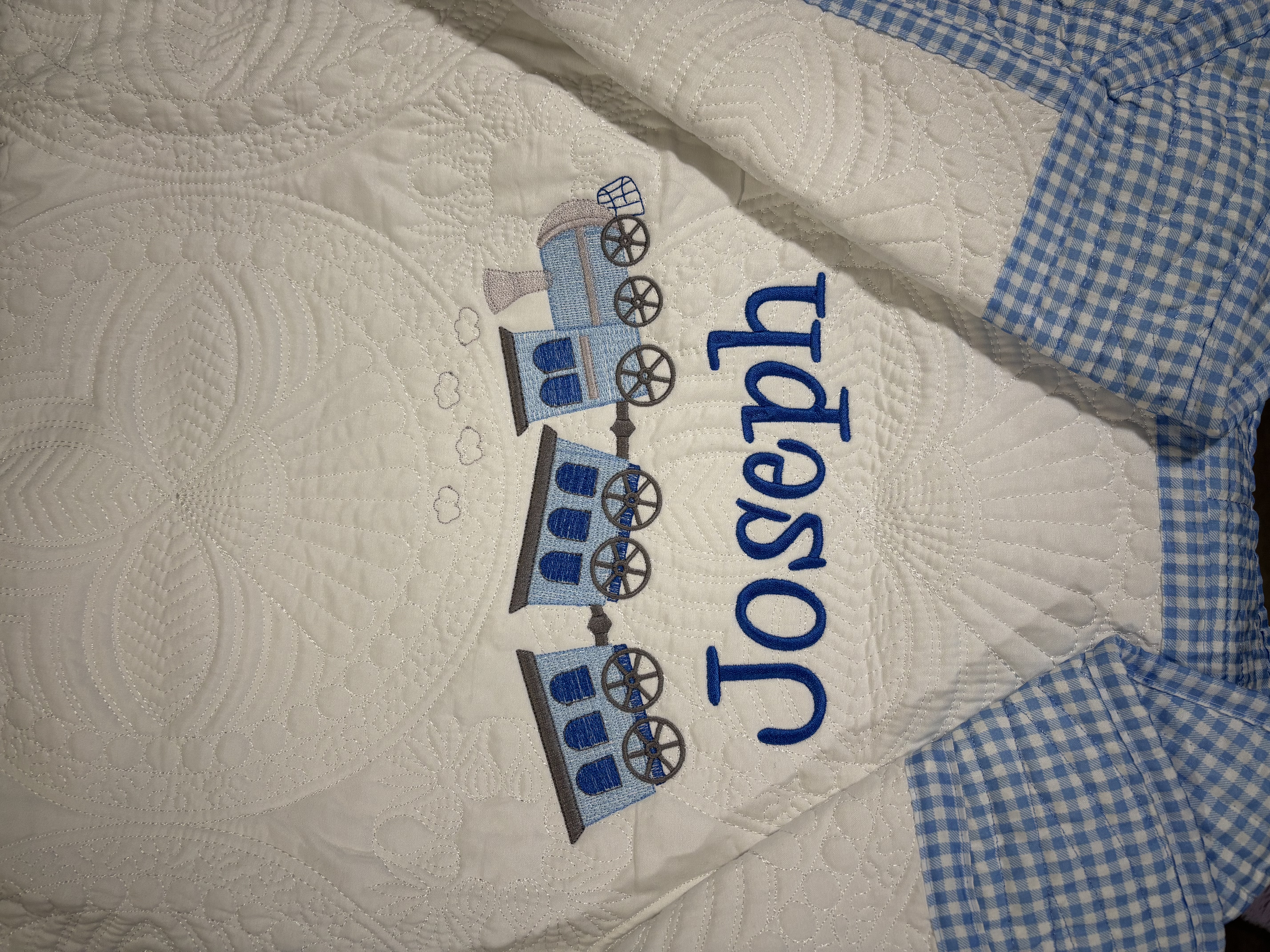 Train Heirloom Baby Quilt