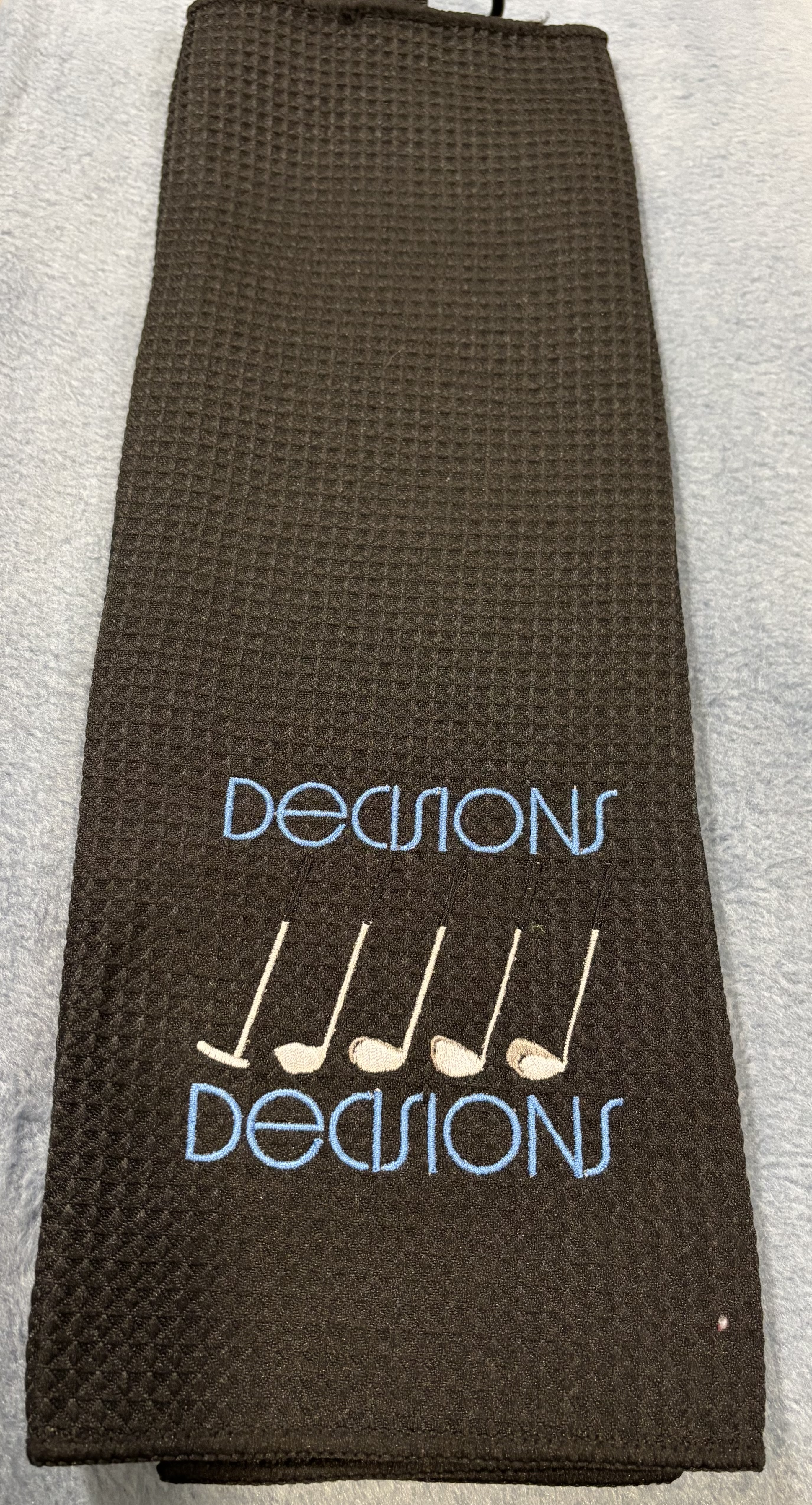 Black Golf Towel - Decisions, Decisions