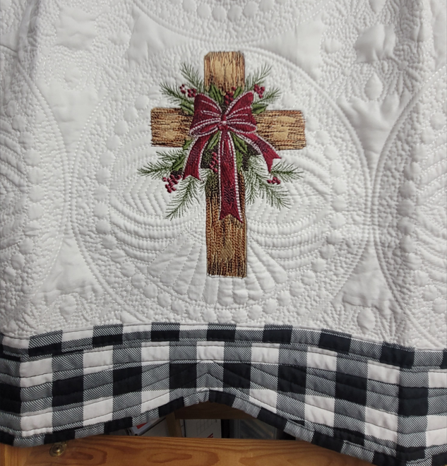 Christmas Cross Embroidered Quilted Lap Blanket