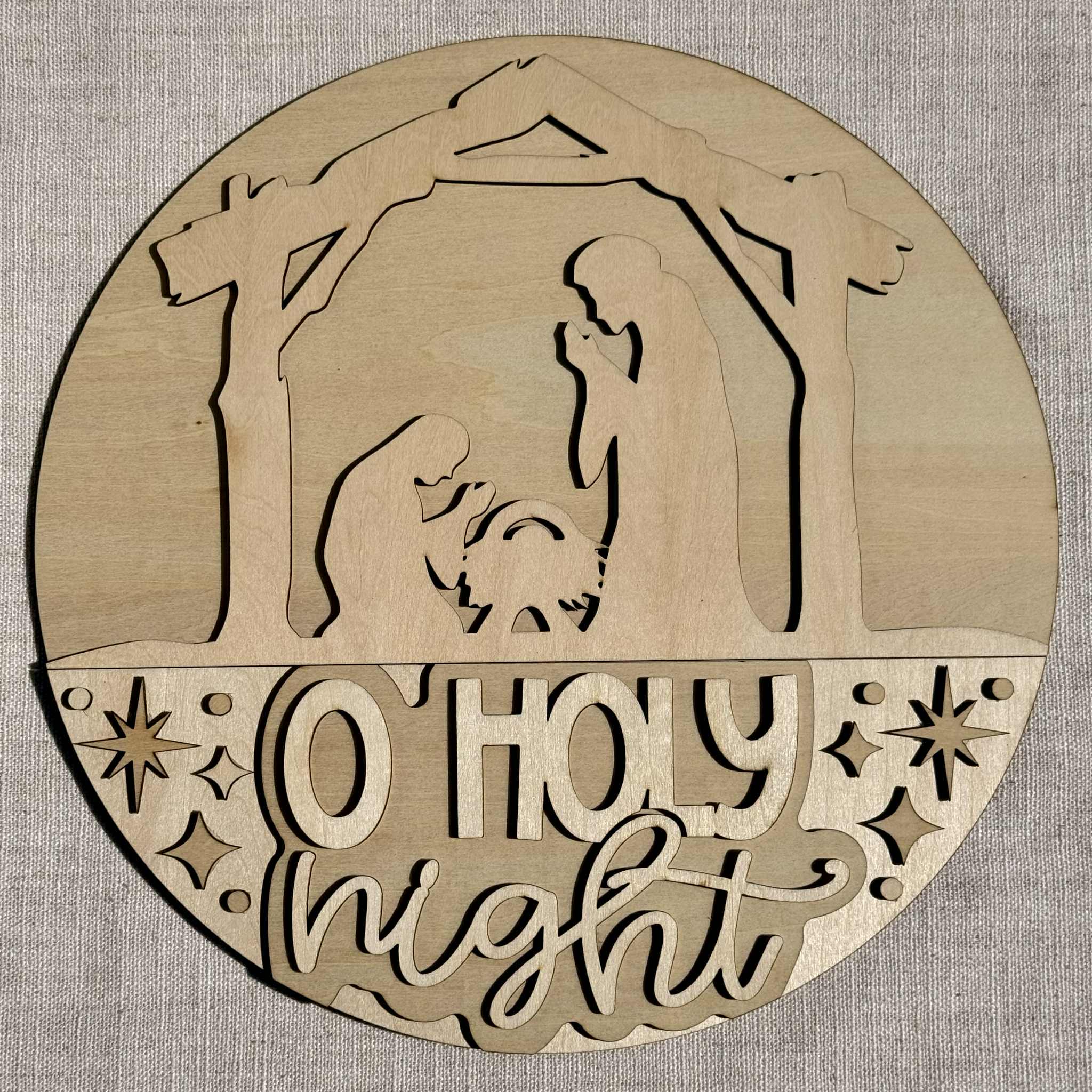 O Holy Night Nativity Wooden Cutout - DIY Decor