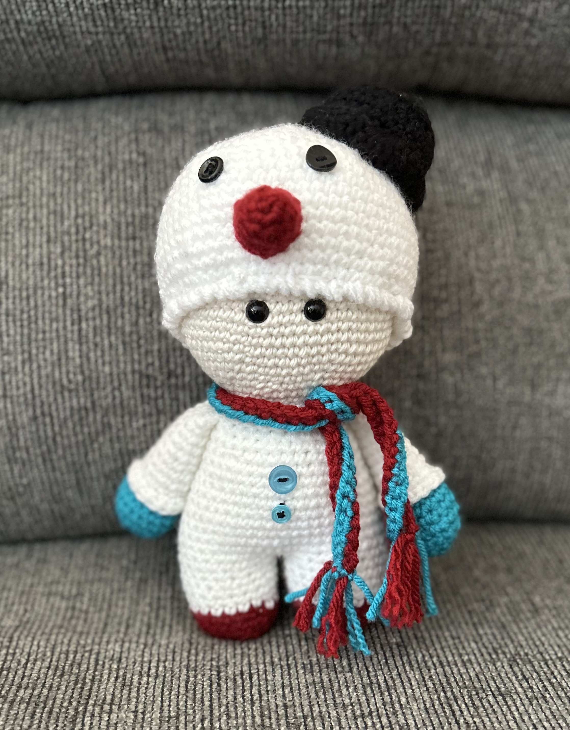 Handcrafted snowman - crochet