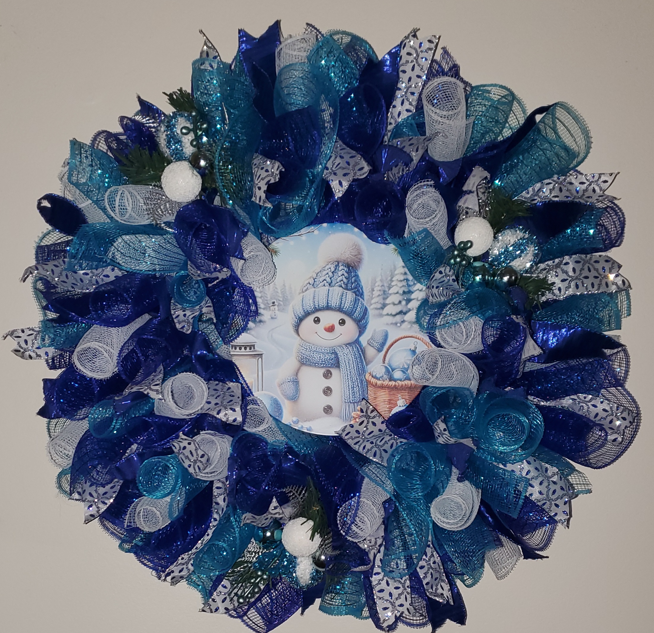 Blue Snowman Wreath