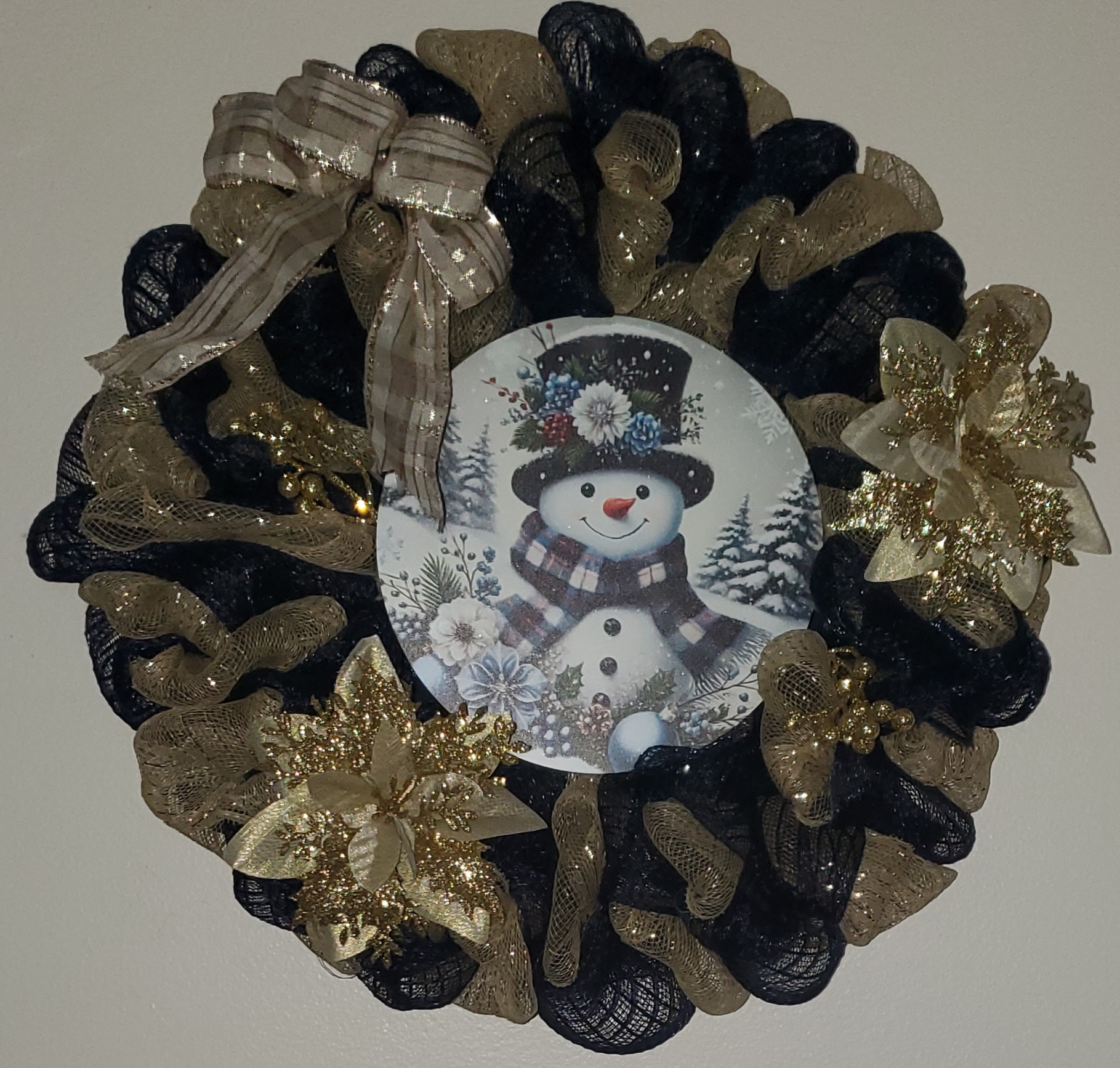 Poinsettia Snowman Wreath