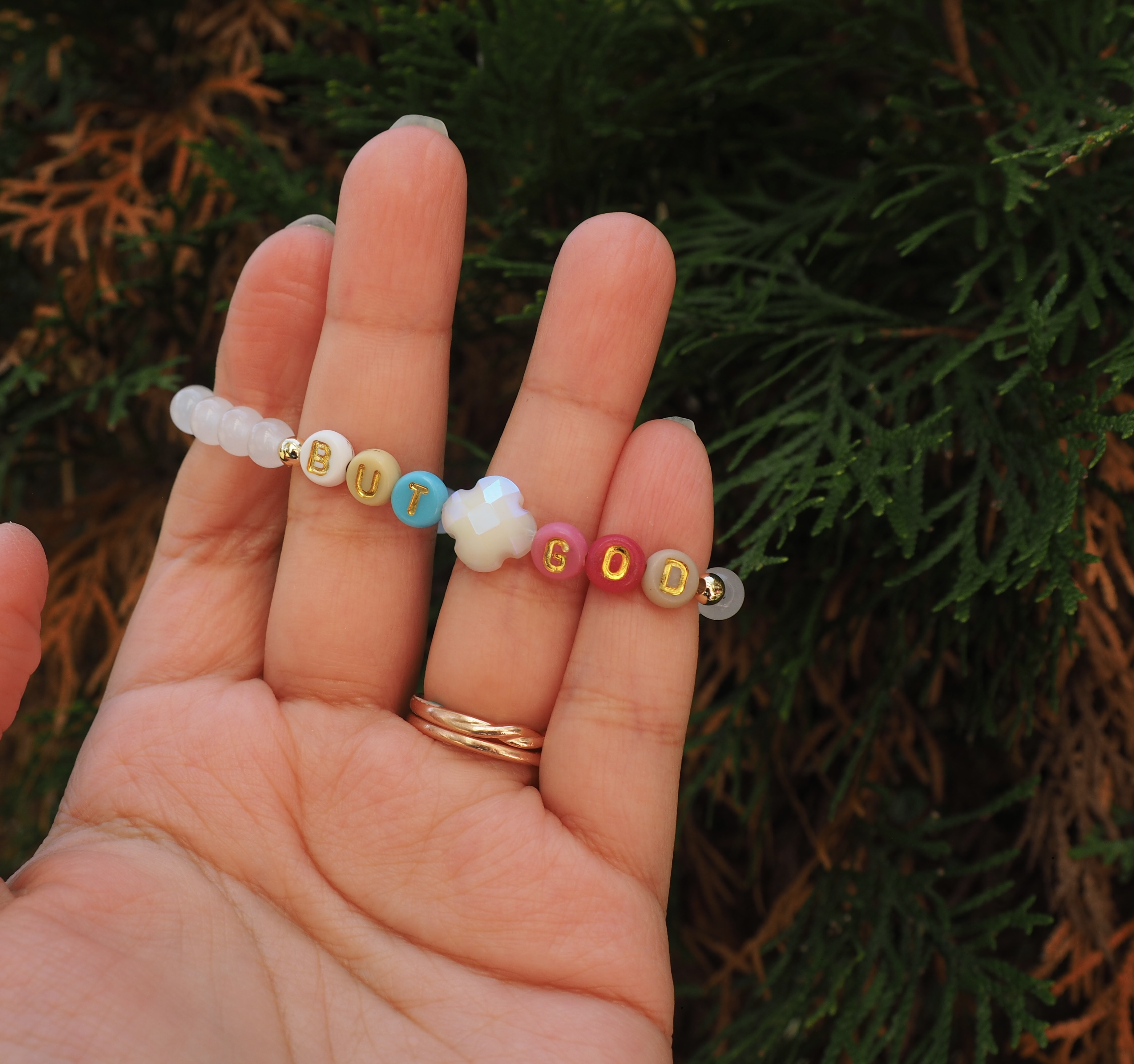 Beaded But God Bracelet | Beaded and Lettered Christian Bracelet