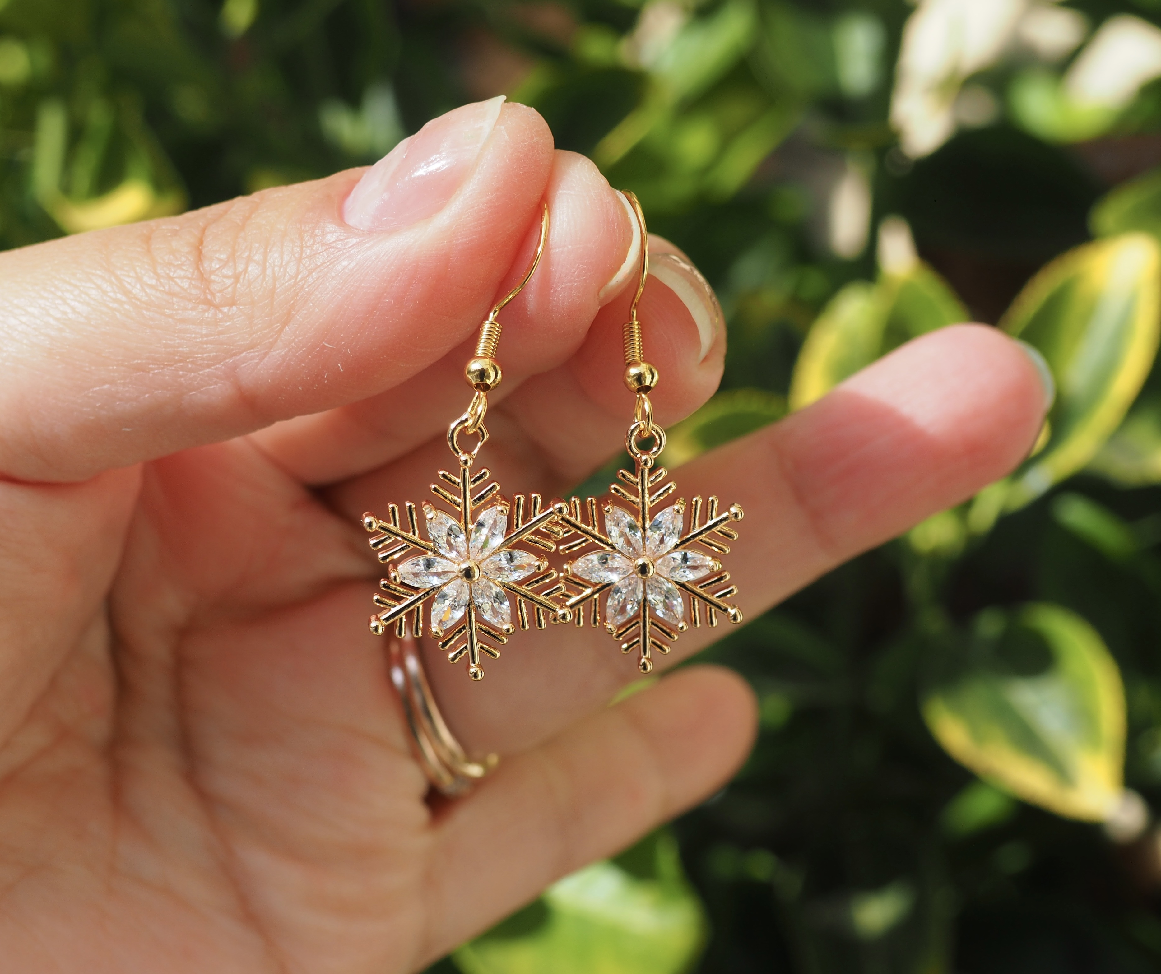 Whispers of Winter - White | Snowflake Winter Drop Earrings - Image 3