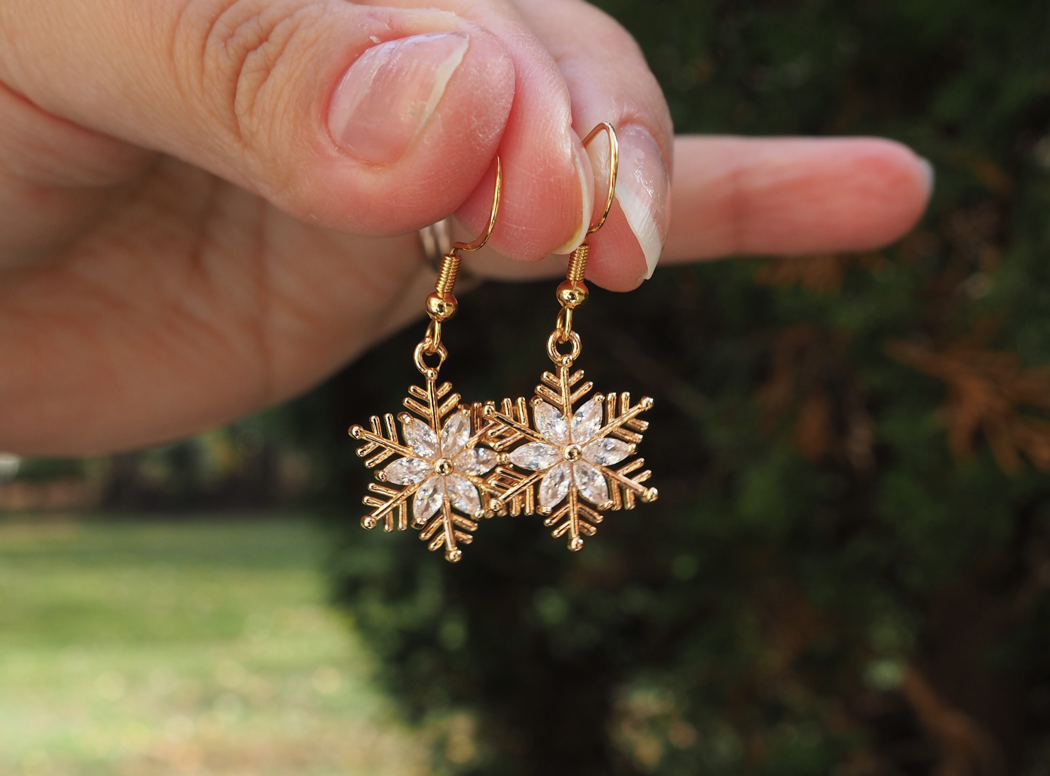 Whispers of Winter - White | Snowflake Winter Drop Earrings - Image 4