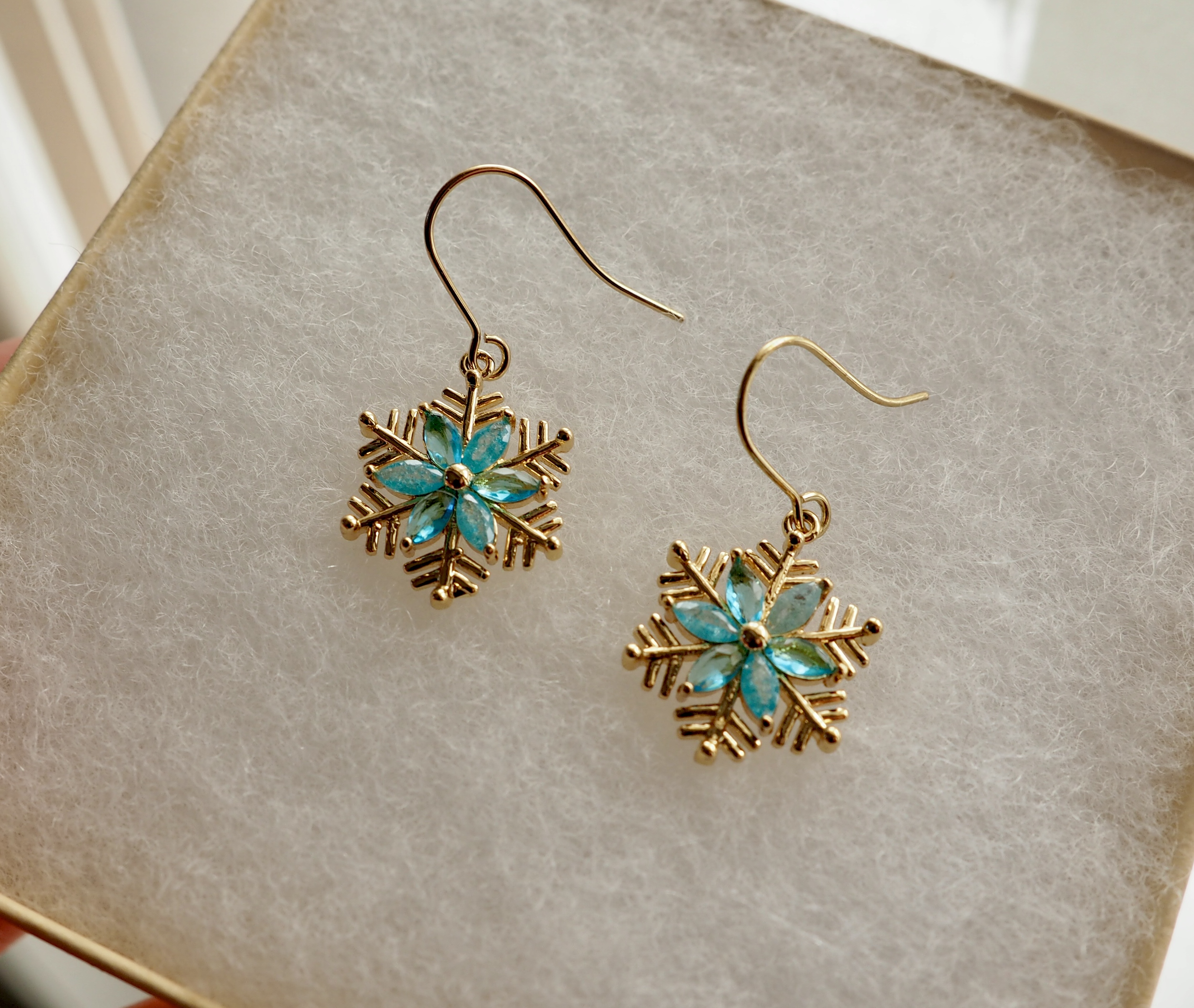 Whispers of Winter - Blue | Snowflake Winter Drop Earrings - Image 3