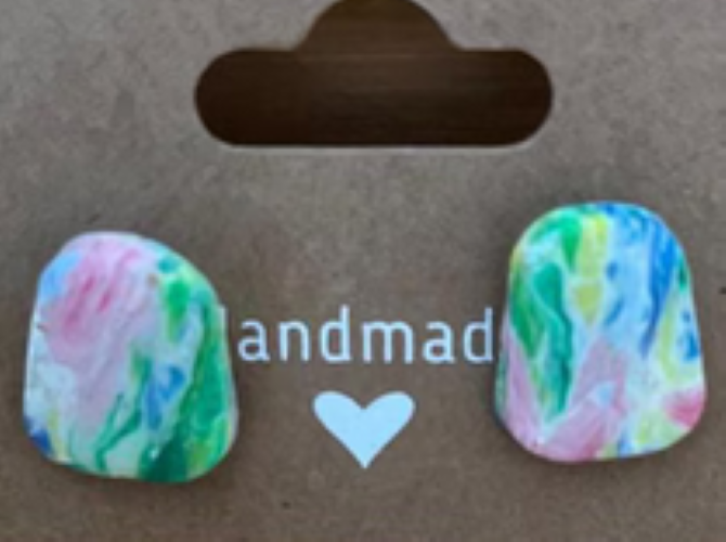 Marbled Clay Stud Earrings