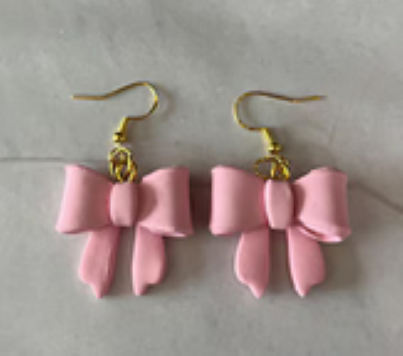 Pink Bow Earrings – Stud or Dangle - Image 2