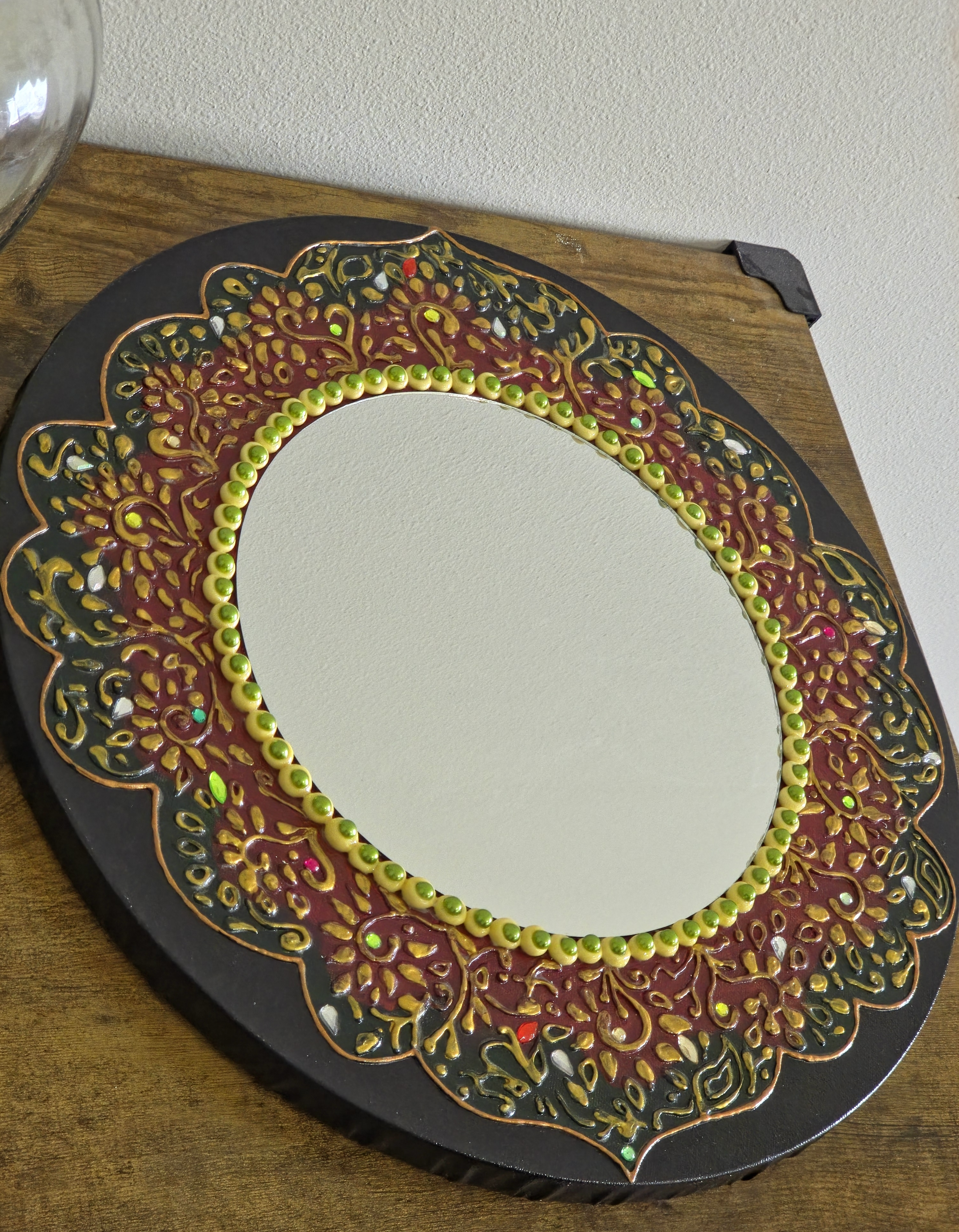 Antique Royal Face Mirror Textured Painting 12" Stretched Canvas