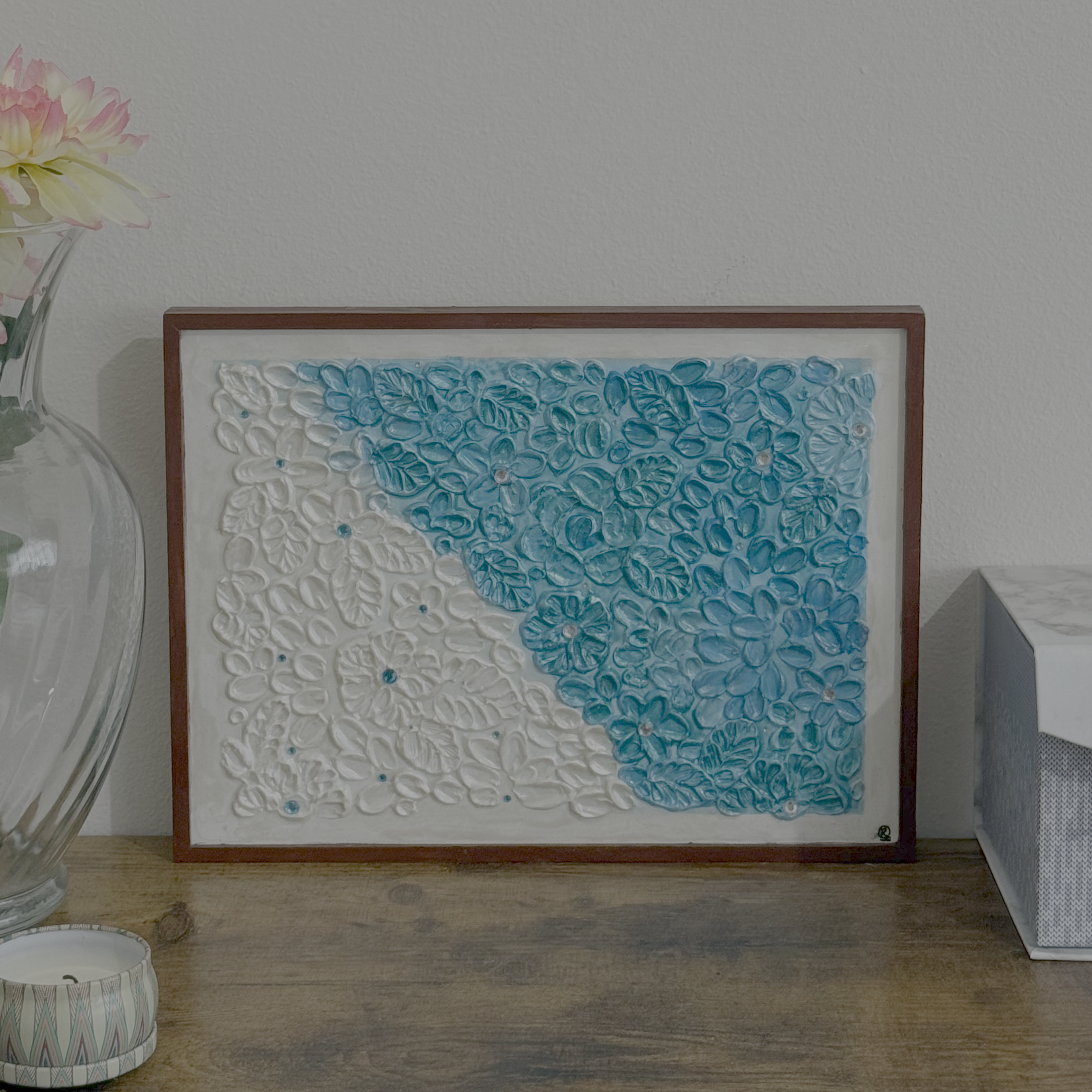 Floral Textured Painting - Wooden Canvas