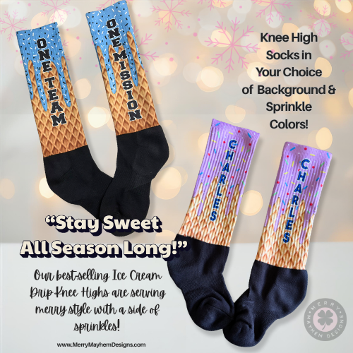 Ice cream drip knee high sock